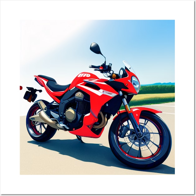 Red Sportbike Motorcycle Wall Art by BAYFAIRE